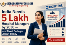 India Needs 5 Lakh Hospital Managers by 2030 — and Most Colleges Aren’t Ready Hospital management team reviewing operations in an Indian hospital, representing the growing demand for hospital managers in India by 2030